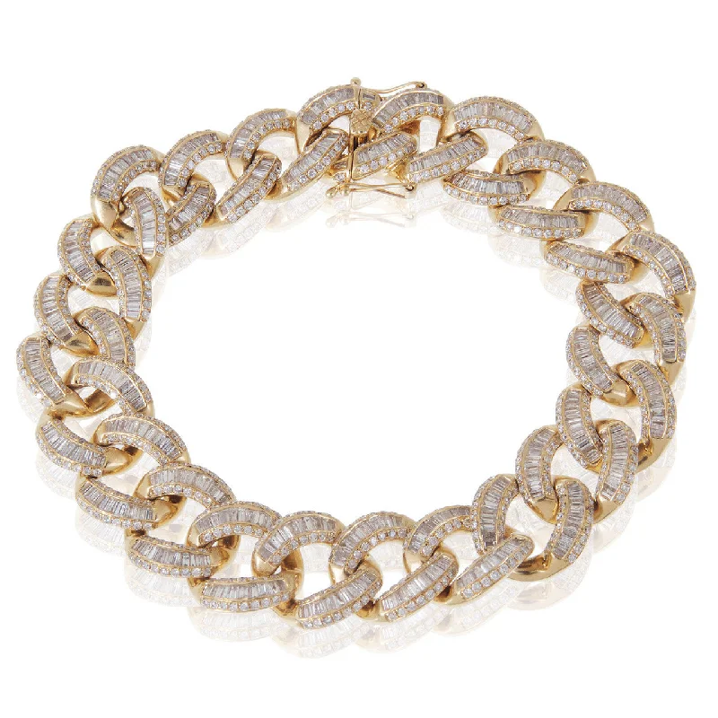 Ladies bracelets fantasy shine -14k Yellow Gold 13.16ct Baguette Diamond Cuban Bracelet