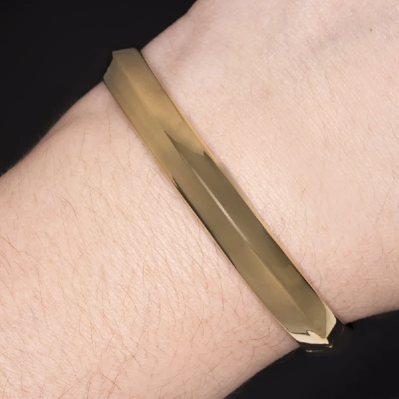 Ladies bracelets christian glow -14k YELLOW GOLD BANGLE BRACELET KNIFE EDGE ESTATE EVERYDAY JEWELRY MINIMALIST