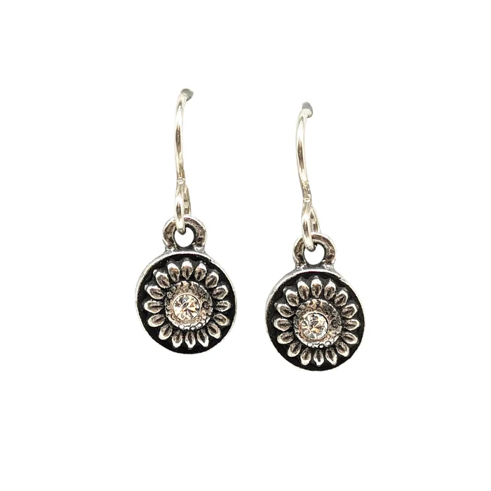 ladies earrings jewelry box-Crystal Sunflower Earrings