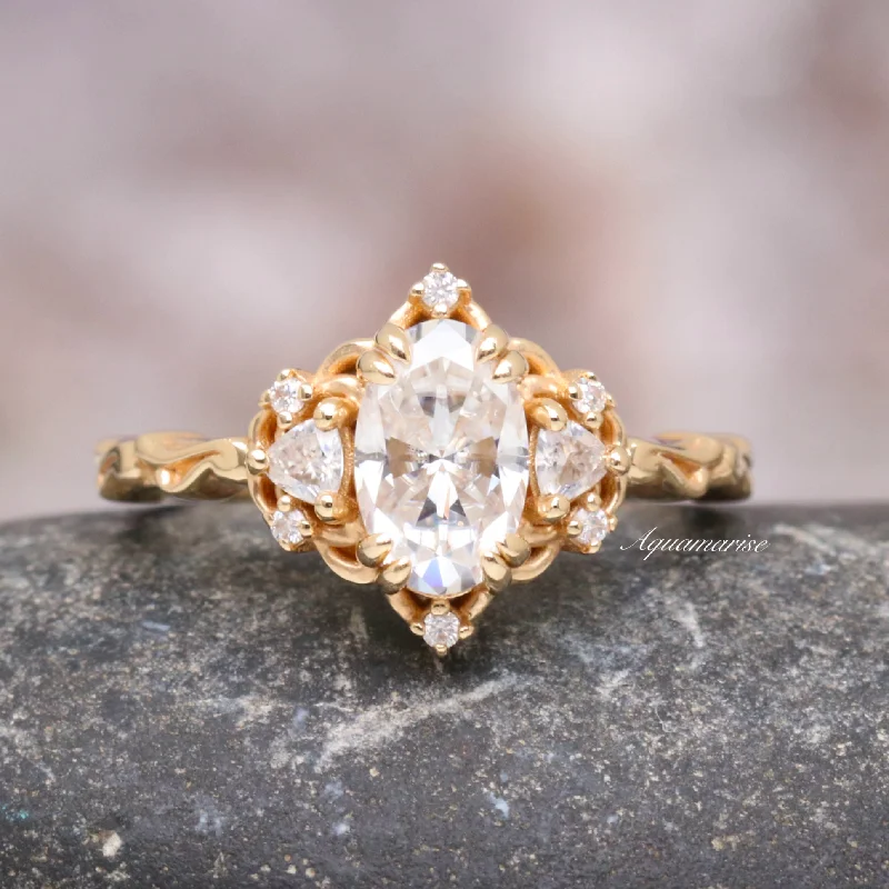 ladies engagement rings work-Esme Moissanite/ Diamond Engagement Ring- 14K Solid Yellow Gold