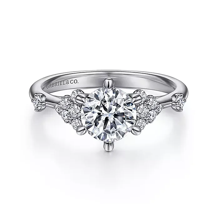 ladies engagement rings everyday wear-Leonora - 14K White Gold Round Diamond Engagement Ring