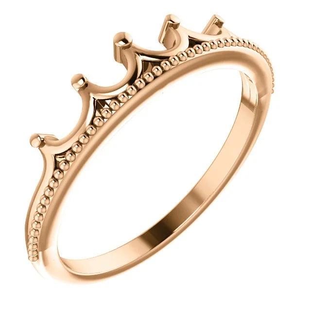 ladies rings engraved message-14KT GOLD STACKABLE CROWN RING