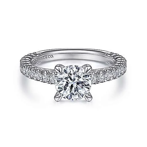 ladies engagement rings cleaning-Silva - 14K White Gold Round Diamond Engagement Ring