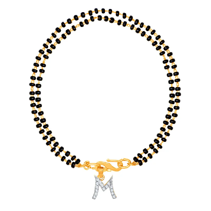 Ladies bracelets star inspired -Mahi Dual Chain 'M' Alphabet Initial Mangalsutra Bracelet with Beads and Cubic Zirconia for Women (BR1100499G)