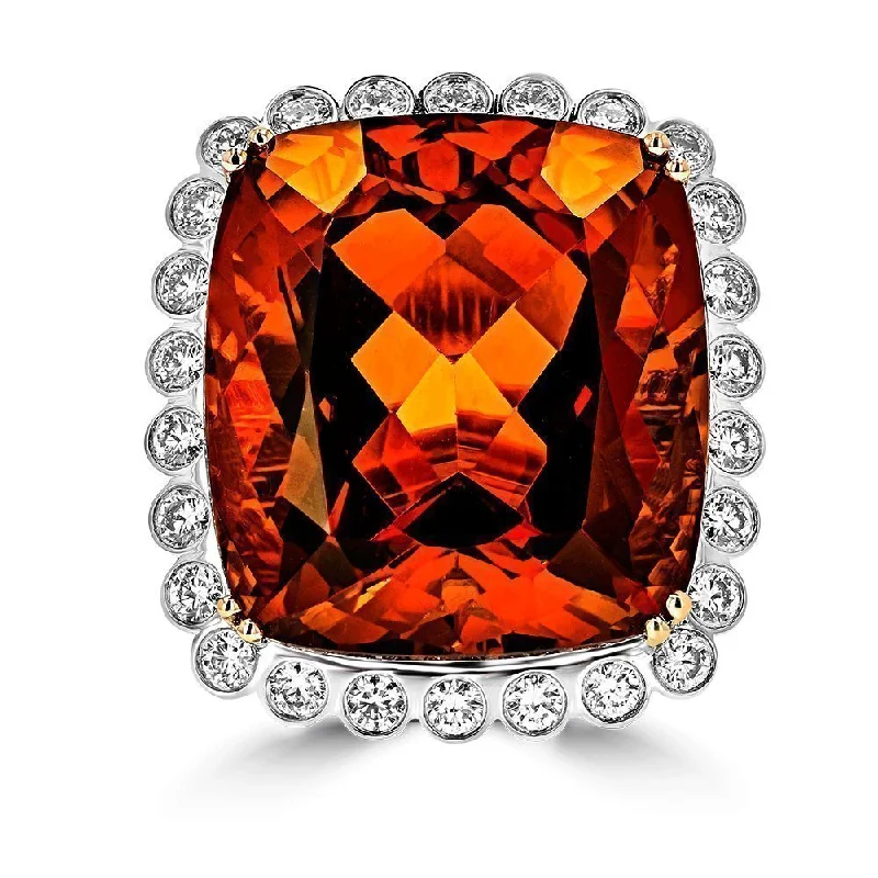 ladies rings maintenance-JULEVE 18KT 31.10 CT NATURAL MADEIRA CITRINE & 1.74 CTW DIAMOND RING