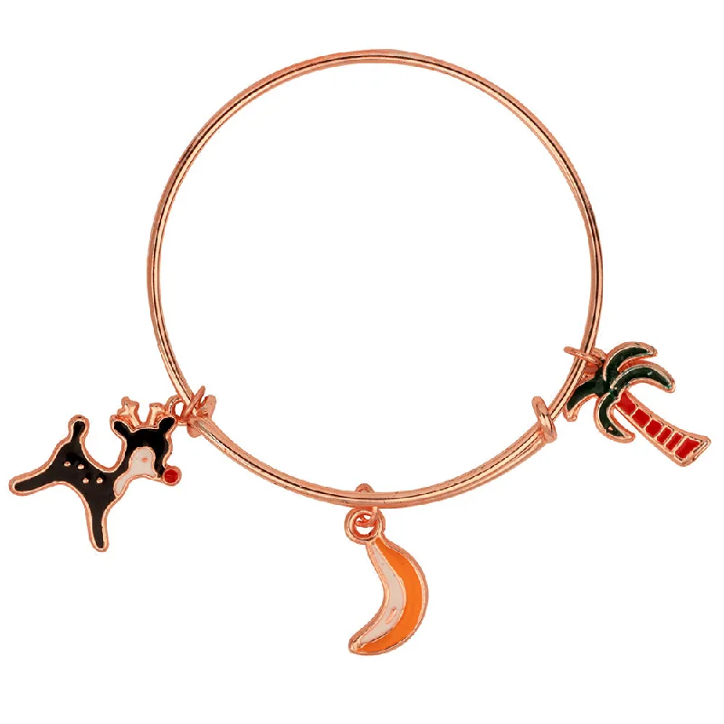 Ladies bracelets cognac shine -Mahi Coconut Tree, Banana & Dog Shaped Rose Gold Plated Enamel Work Charms Bracelet for Kids (BRK1100862Z)