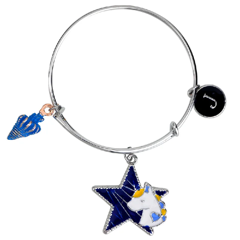 Ladies bracelets online treasure -Mahi J Letter Unicorn & Shell Shaped Rhodium Plated Enamel Work Charms Kids Bracelets for Kids (BRK1100923M)