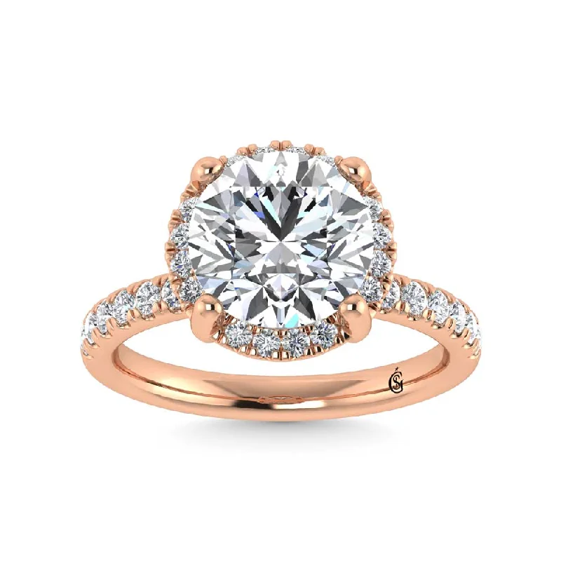 ladies engagement rings prong-14K Rose Gold Lab Grown Diamond 4 5/8 Ct.Tw. Round Shape Engagement Ring