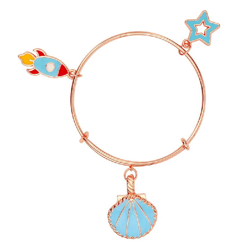 Ladies bracelets sparkling charm -Mahi Rose Gold Plated 3 Wonderful and Colorful Meenakari Work Charms Kids Bracelets for Girls (BRK1100813Z)