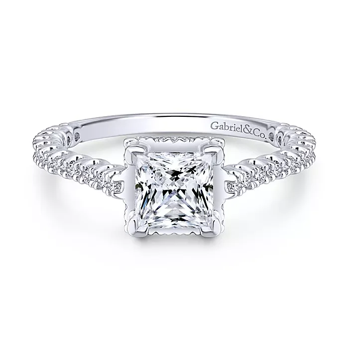 ladies engagement rings emerald-Alberta - 14K White Gold Princess Cut Diamond Engagement Ring