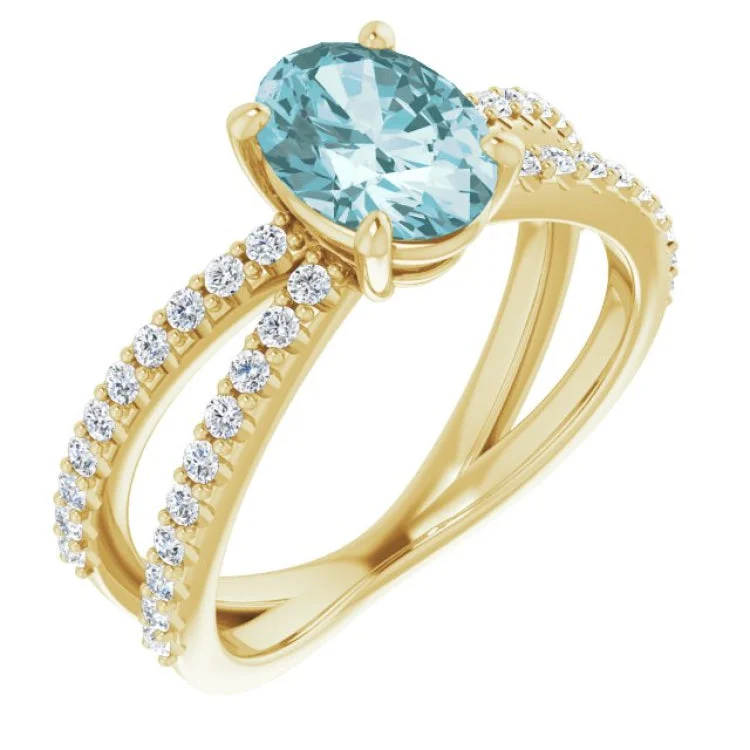 ladies rings cleaning-14K Yellow Natural Sky Blue Topaz & 1/3 CTW Natural Diamond Ring