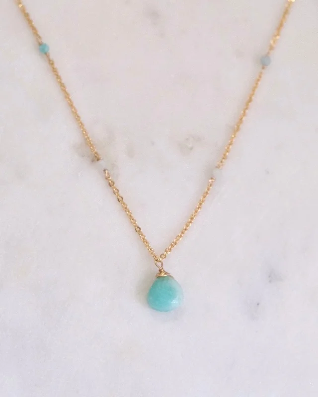 Ladies necklaces cactus glow -Amazonite Bohemian Necklace