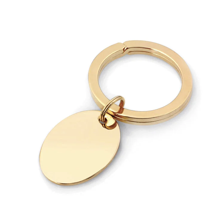 ladies rings luxury brand-Gold Finish Polished Oval Key Ring