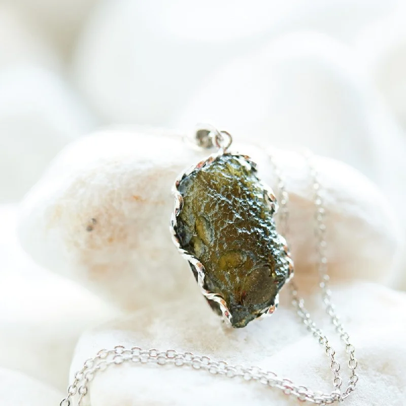 Ladies necklaces celestial shine -Real Raw Moldavite Crystal Necklace