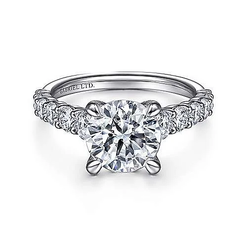 ladies engagement rings contemporary-Winslet - 18K White Gold Round Diamond Engagement Ring