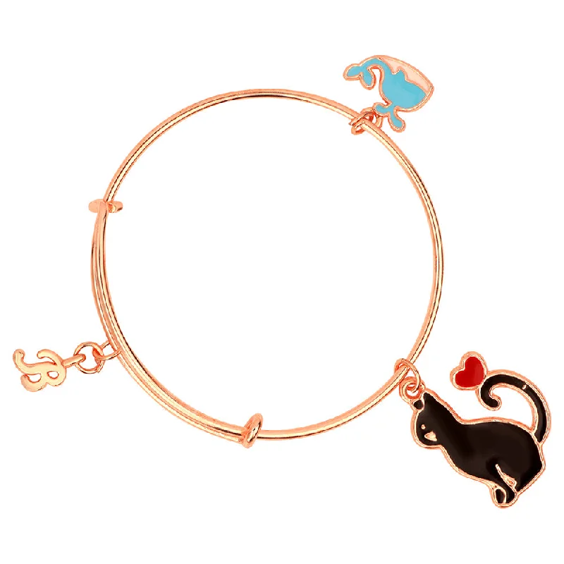 Ladies bracelets compass shine -Mahi Rose Gold Plated B Letter and Fish, Cat Shaped Colorful Enamel Work Charms Kids Bracelets for Girls (BRK1100827Z)