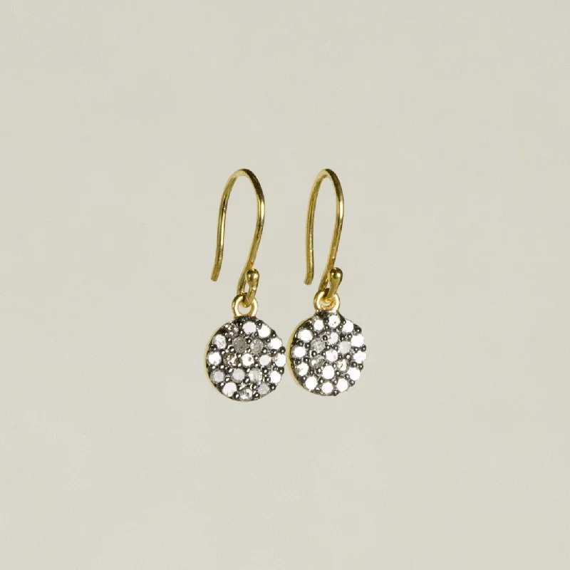 ladies earrings bohemian-Diamond Disc Drop Earrings