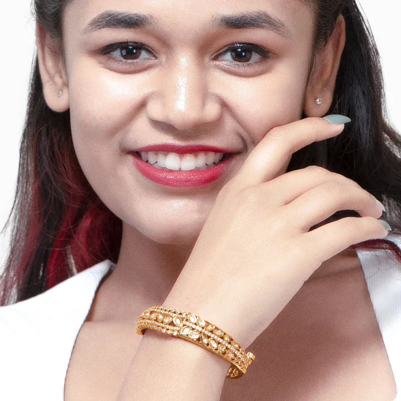 Ladies bracelets bold glow -Nipura Golden Floral Kada Bracelet