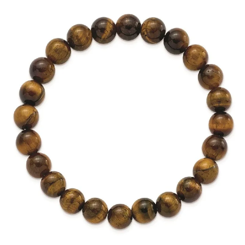 Ladies bracelets perfect charm -Yellow Tiger's Eye Agate Beaded Stretch Bracelet