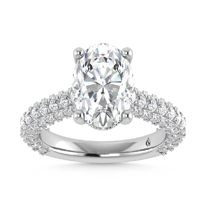 ladies engagement rings online-14K White Gold Lab Grown Diamond 4 1/5 Ct.Tw. Oval Shape Engagement Ring