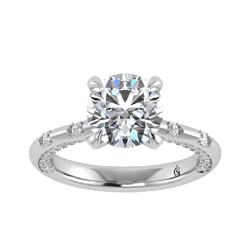 ladies engagement rings art deco-14K White Gold Lab Grown Diamond 3 1/2 Ct.Tw. Round Shape Engagement Ring