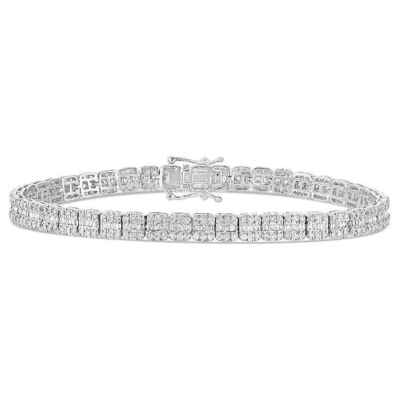 Ladies bracelets zen glow -10K White Gold 12.27ct Baguette Diamond Bracelet