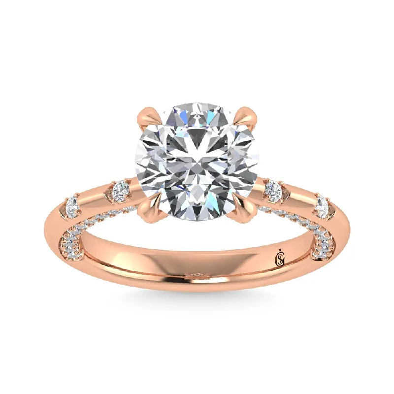 ladies engagement rings retro-14K Rose Gold Lab Grown Diamond 3 1/2 Ct.Tw. Round Shape Engagement Ring