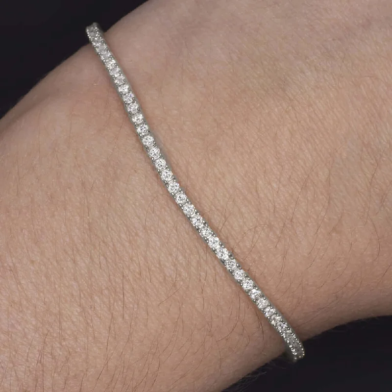 Ladies bracelets champagne charm -2 CARAT VERY GOOD CUT DIAMOND TENNIS BRACELET 14K WHITE GOLD ROUND BRILLIANT