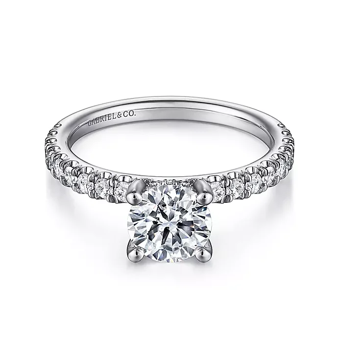 ladies engagement rings trilogy-Amira - 14K White Gold Round Diamond Engagement Ring