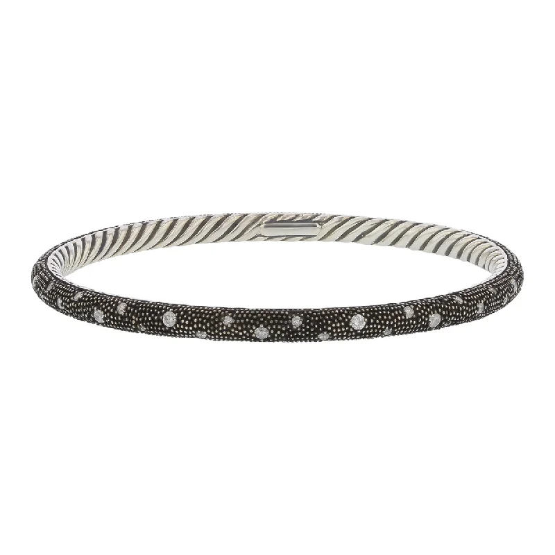 Ladies bracelets pre nuptial -D Y Midnight Diamond Bangle Bracelet in Sterling Silver