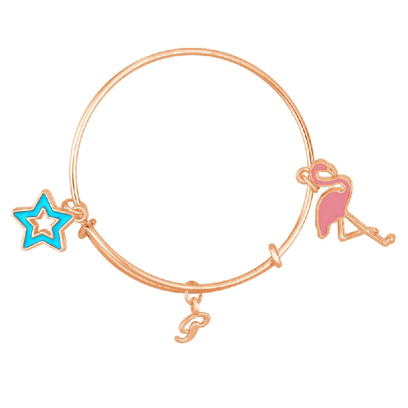 Ladies bracelets friend shine -Mahi P Letter Star & Swarn Shaped Rose Gold Plated Enamel Work Charms Kids Bracelets for Kids (BRK1100981Z)