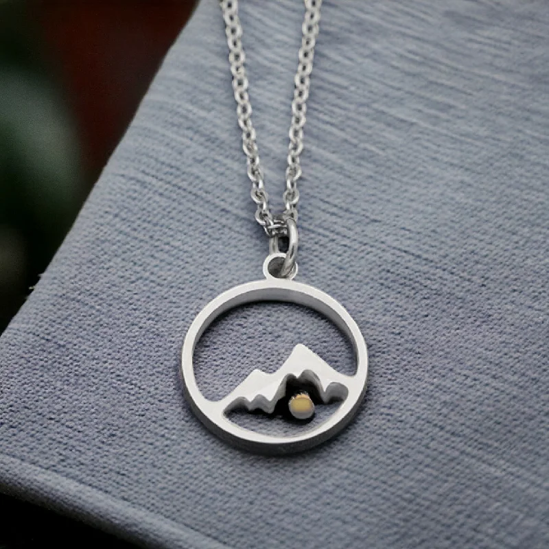 Ladies necklaces halo pendant -Stainless Steel Faith Can Move Mountains Necklace with Real Tiny Mustard Seed