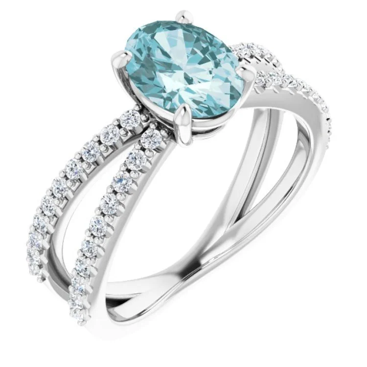 ladies rings prices-14K White Natural Sky Blue Topaz & 1/3 CTW Natural Diamond Ring