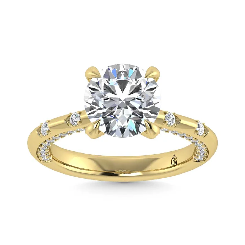 ladies engagement rings handmade-14K Yellow Gold Lab Grown Diamond 3 1/2 Ct.Tw. Round Shape Engagement Ring