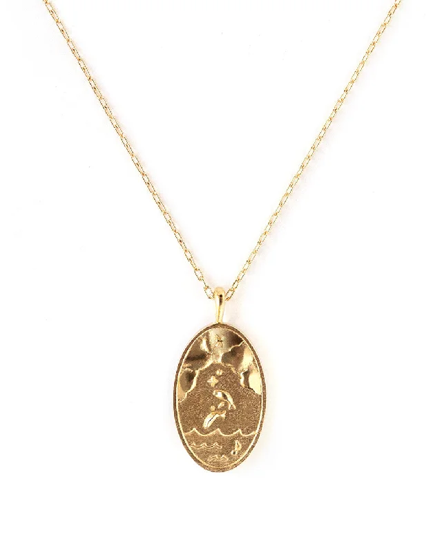 Ladies necklaces queenly crown -Pisces Gold Zodiac Necklace