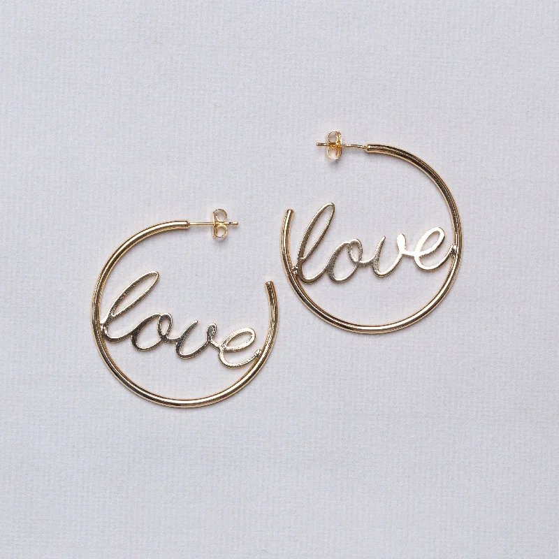 ladies earrings bohemian-Love Stud Hoop Earrings