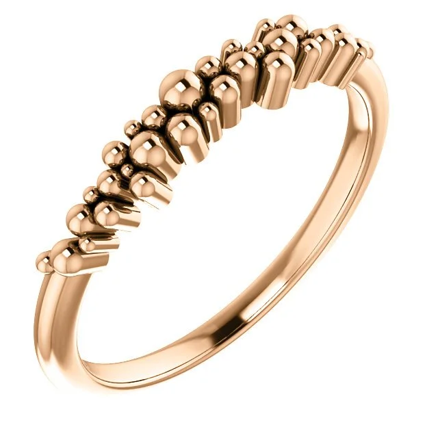 ladies rings easy wear-14KT Gold Beaded Stackable Ring