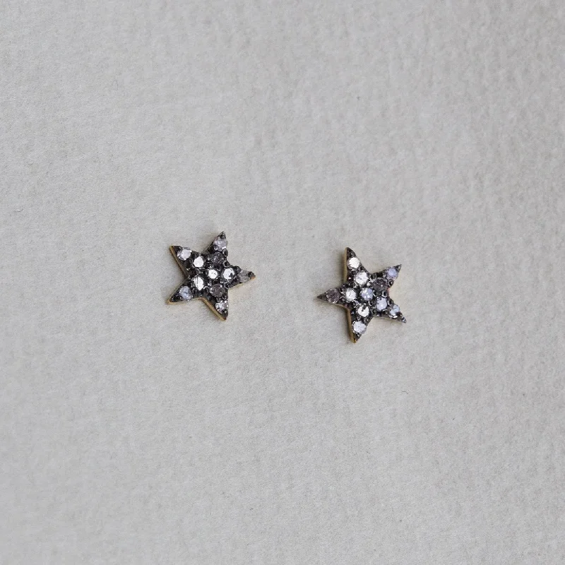 ladies earrings cheap-Diamond Star Stud Earrings