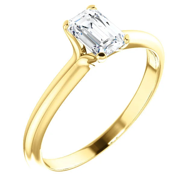 ladies engagement rings sizing guide-14K Yellow Emerald Solitaire Engagement Ring 122005:672:P