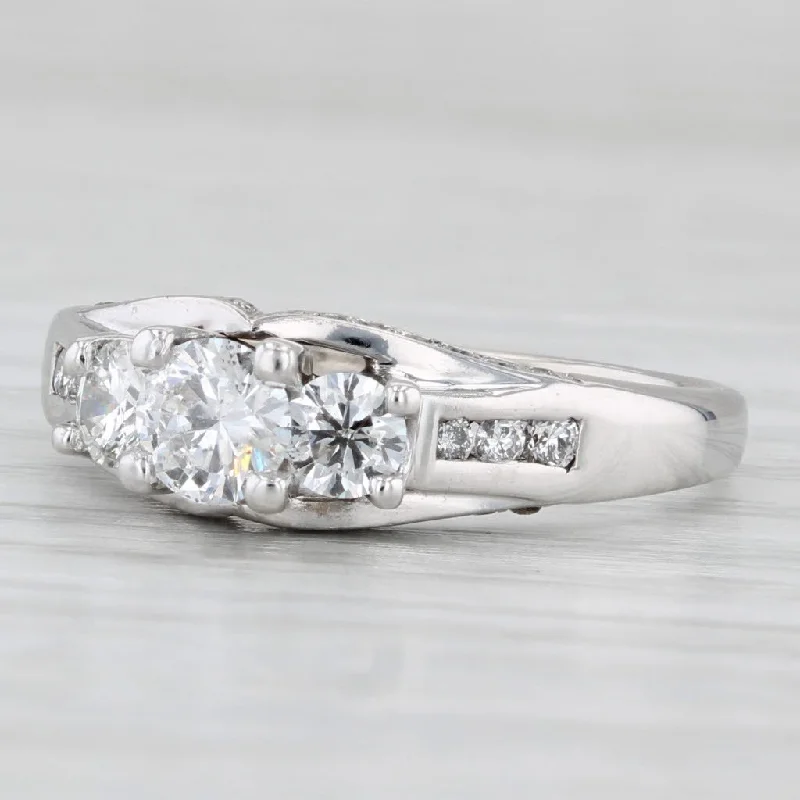 ladies engagement rings special occasion-1.01ctw Diamond 3-Stone Engagement Ring 14k White Gold Size 8.75