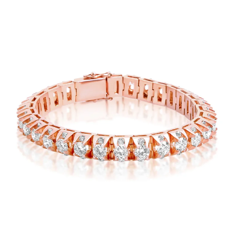 Ladies bracelets skin safe -18k Custom Rose Gold Prong Set 18ct Diamond Bracelet