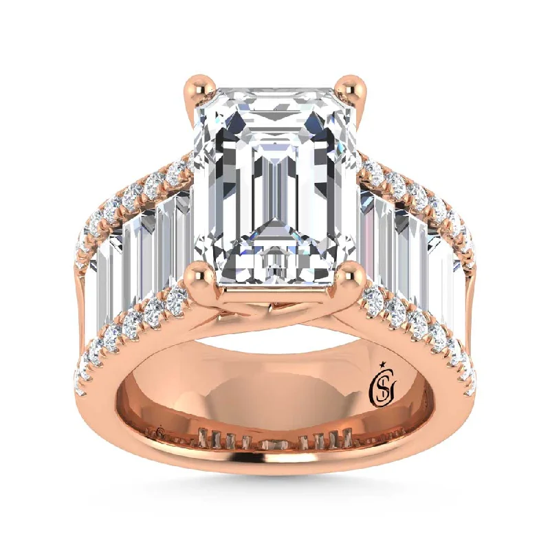 ladies engagement rings closed-14K Rose Gold Lab Grown Diamond 7 1/2 Ct.Tw. Engagement Ring