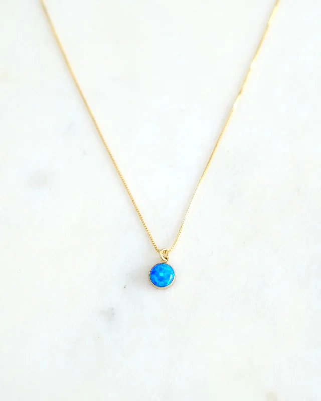 Ladies necklaces chic pendant -Blue Opal Lilly Necklace