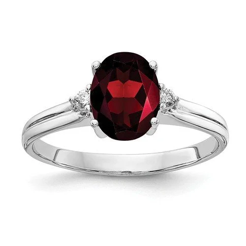 ladies rings ruby-14KT WHITE GOLD 1.25 CT GARNET & .04 CTW DIAMOND RING