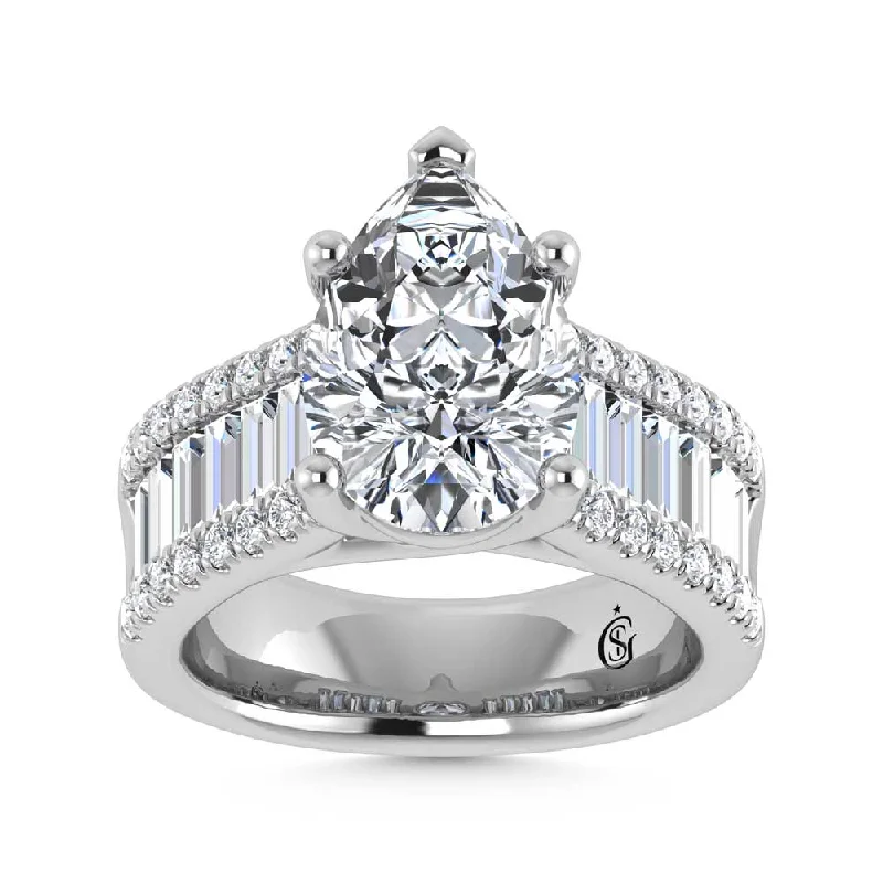 ladies engagement rings polished-14K White Gold Lab Grown Diamond 4 1/6 Ct.Tw. Engagement Ring