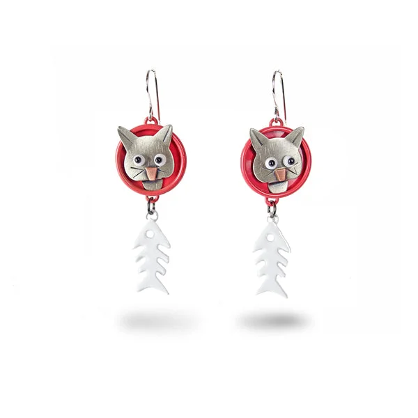 ladies earrings textured-Cat Fish Deluxe Earrings