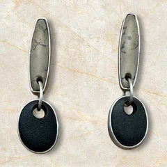 ladies earrings happiness-Jasper/ Basalt Earring