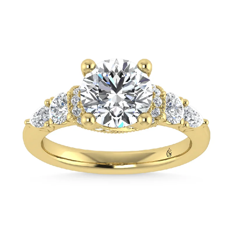 ladies engagement rings antique-14K Yellow Gold Labgrown Diamond 2 5/8 Ct.Tw.  Engagement Ring (Center Round 2ct)