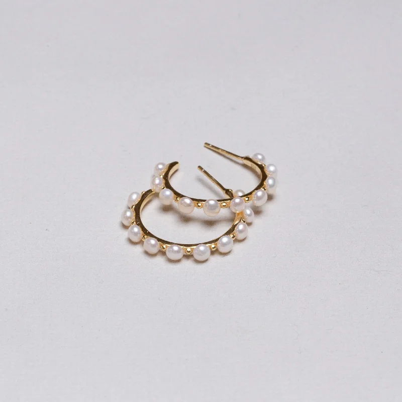 ladies earrings outdoor-Pearl Stud Hoop Earrings