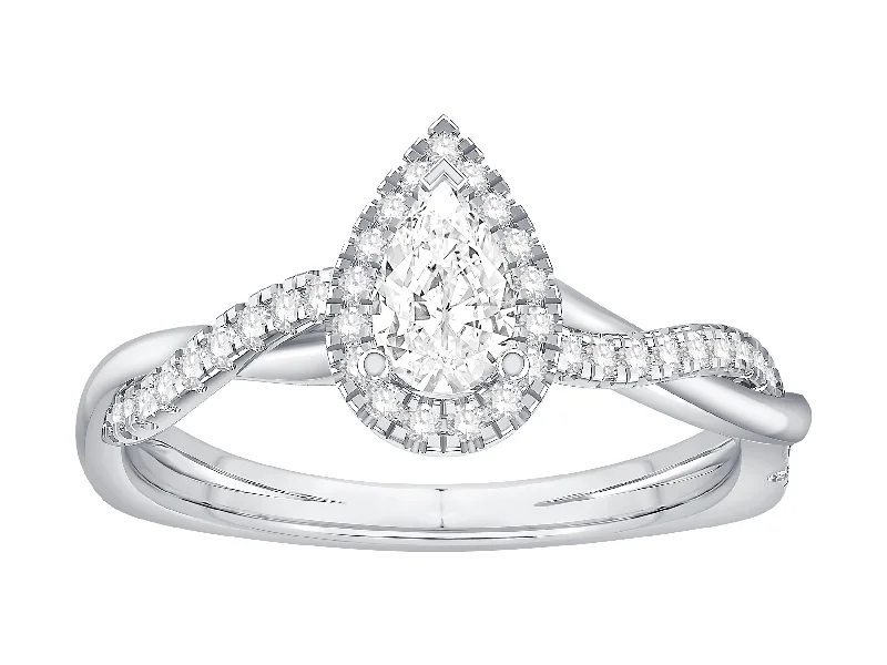 ladies engagement rings packaging-14K White Gold Diamond Engagement Ring (.73ctw)